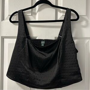 Wild Fable Black Satin Beaded Crop Top